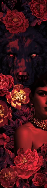 Free bear bookmarks for adults featuring a hiding scary bear on a red bookmark